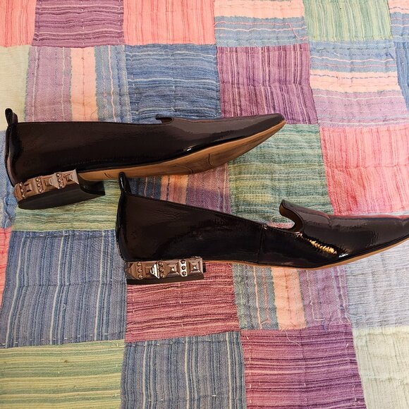 Franko Sarto Shoes - Franko Sarto Sadie Black Patent Leather Shoes with Spiked Metal Heel, Size 7